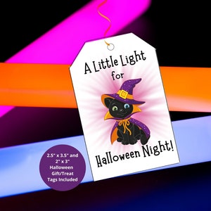Halloween Tags Printable, Halloween Tag, Halloween Favor Tag, Glow Stick Tag, Halloween Gift Tag, Happy Halloween Tag, Halloween Treat Tag