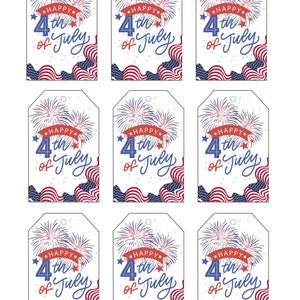 4th of July Gift Tags, Printable 4th of July Tag, 4th of July Gift Tag ...
