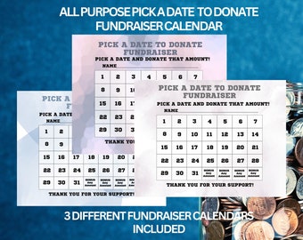 All Purpose Fundraiser Calendar, Pick a Date Printable, Calendar Fundraiser, Sport Calendar Fundraiser, Pick A Date, Church Fundraiser Flyer