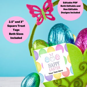 Easter Treat Tags, Easter Gift Tags, Editable Easter Egg Treat Tags, Editable Treat Tags, Happy Easter Treat Tags