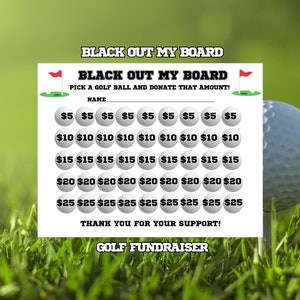 Golf Black Out My Board, Golf Fundraiser, Black Out My Board Fundraiser, Golf Fundraiser Calendar, Sports Fundraiser, Golf Flyer