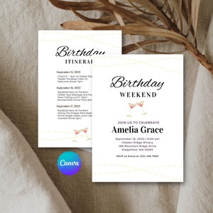 Birthday Itinerary Template, Birthday Party Itinerary, Surprise Birthday Itinerary, Birthday Itinerary, Birthday Weekend  Itinerary