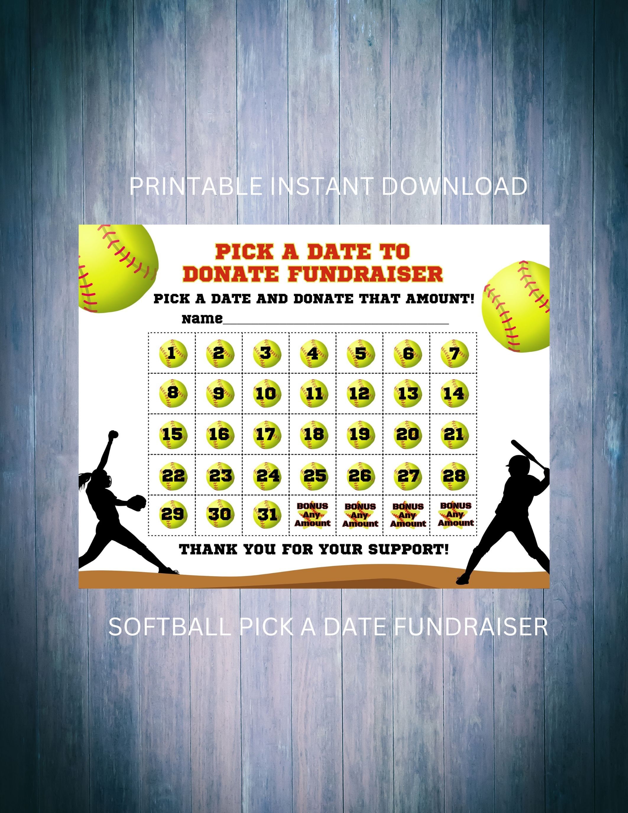 Softball Calendar Fundraiser, Pick a Date to Donate Printable, Softball  Fundraiser, Sport Calendar Fundraiser, Softball Fundraiser Printable - Etsy  Sweden