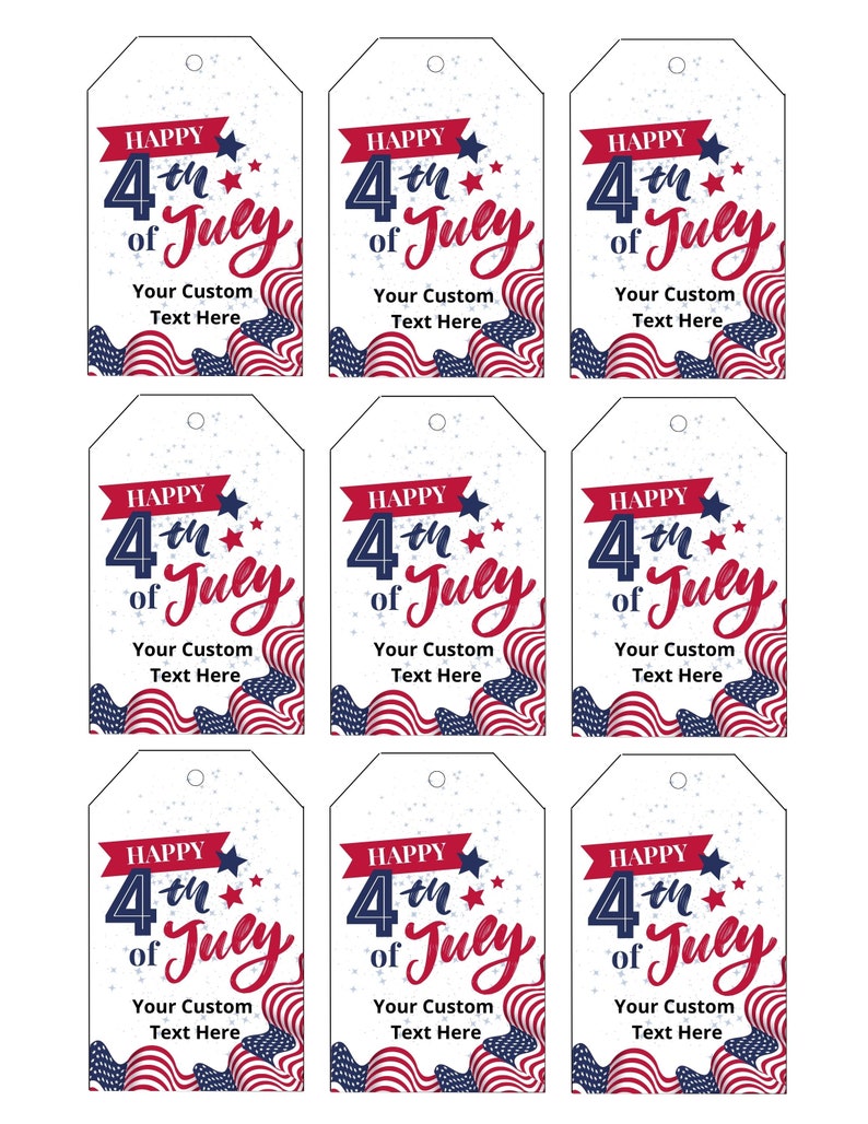 Editable 4th of July Gift Tag, Printable Treat Tag, Red White and Blue ...