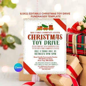 Christmas Toy Drive Flyer, Toy Drive Flyer, Editable Toy Drive Flyer Template, Christmas Fundraiser Flyer, Church Christmas Flyer, Toy Flyer