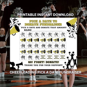 Cheerleading Calendar Fundraiser, Pick a Date to Donate Printable, Cheer Fundraiser, Sport Calendar Fundraiser, Cheer Fundraiser Printable
