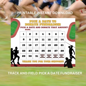 Cross Country Pick A Date Fundraiser, Pick a Date to Donate Printable, Track Fundraiser, Sport Calendar Fundraiser, Track Pick A Date