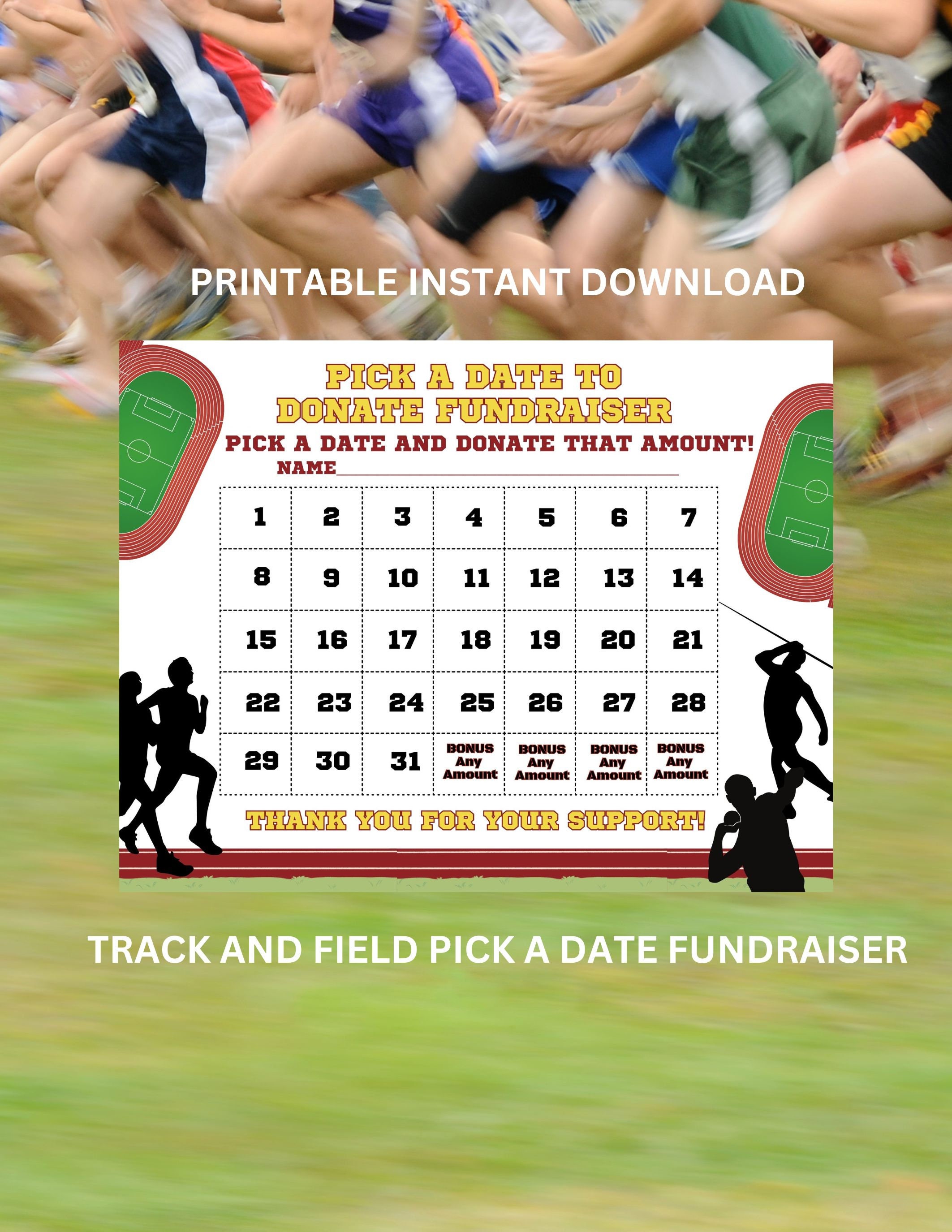 EDITABLE Softball Pick a Date to Donate team flyer for -  Portugal