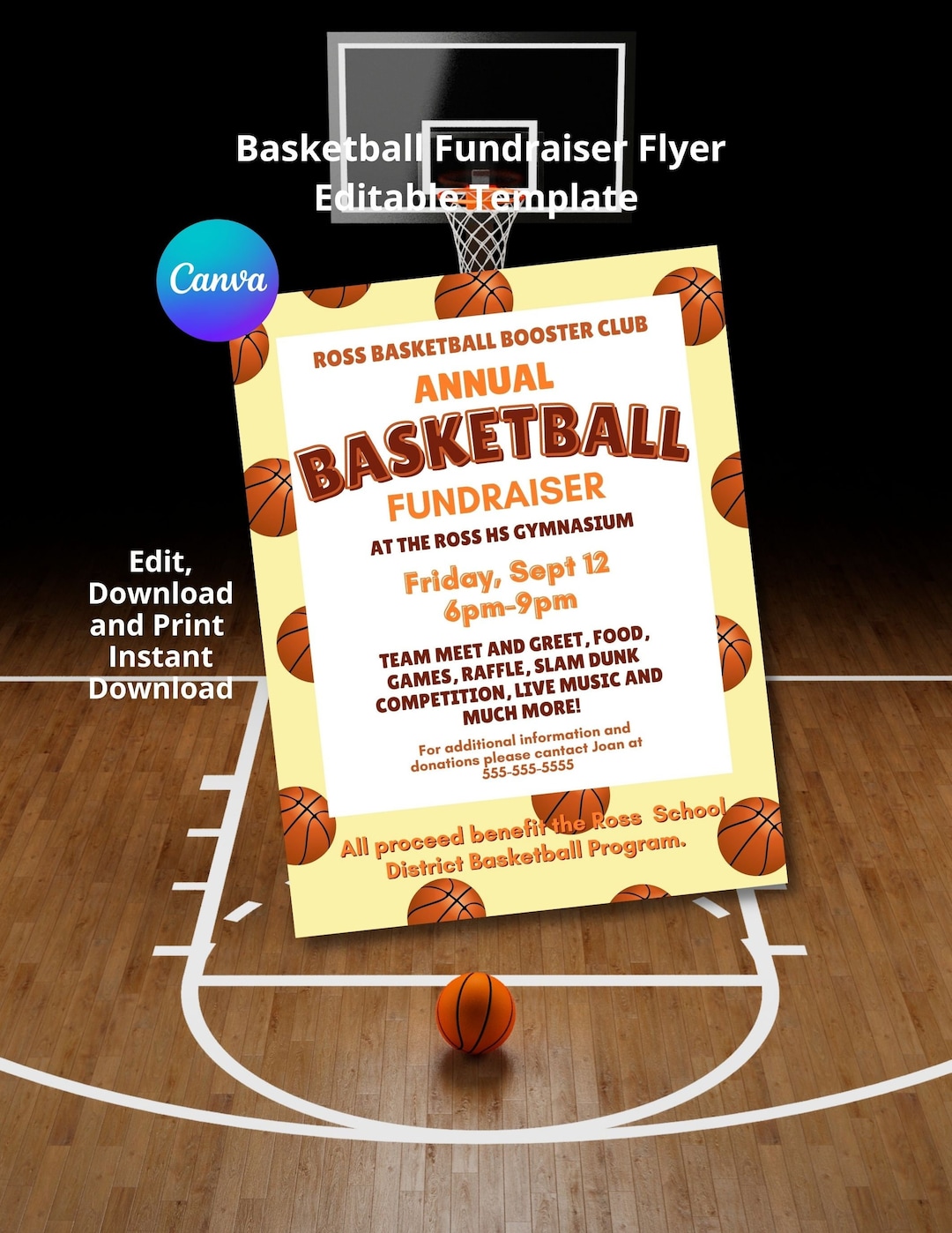 Basketball Fundraiser, Basketball Fundraiser Flyer, Editable Flyer Basketball Fundraiser, Basketball Fundraiser Flyer, Editable Flyer