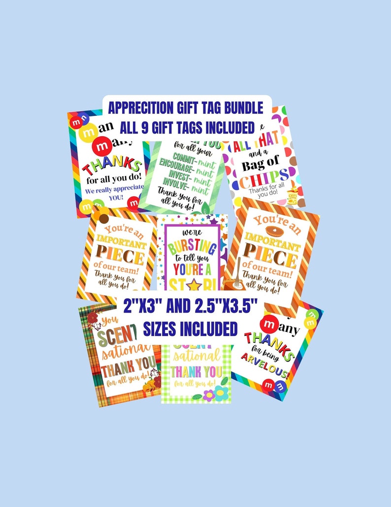 Printable Teacher Appreciation Gift Tag, Thank You Treat Tag, Nurse ...
