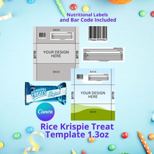 Rice Krispies Template, Blank Rice Krispies Template, Editable Rice Krispies Template, Rice Krispies Label, Krispies Treat Label. 1.3 oz image 2