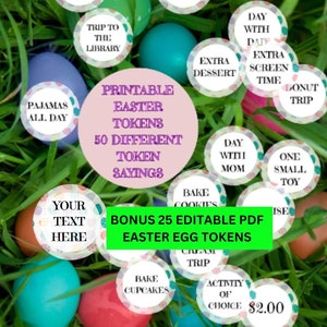 Easter Tokens, Set of 50 Easter Tokens,  Printable Easter Egg Token, Easter Egg Filler, Easter Egg Hunt, Easter Token, Easter Scavenger Hunt