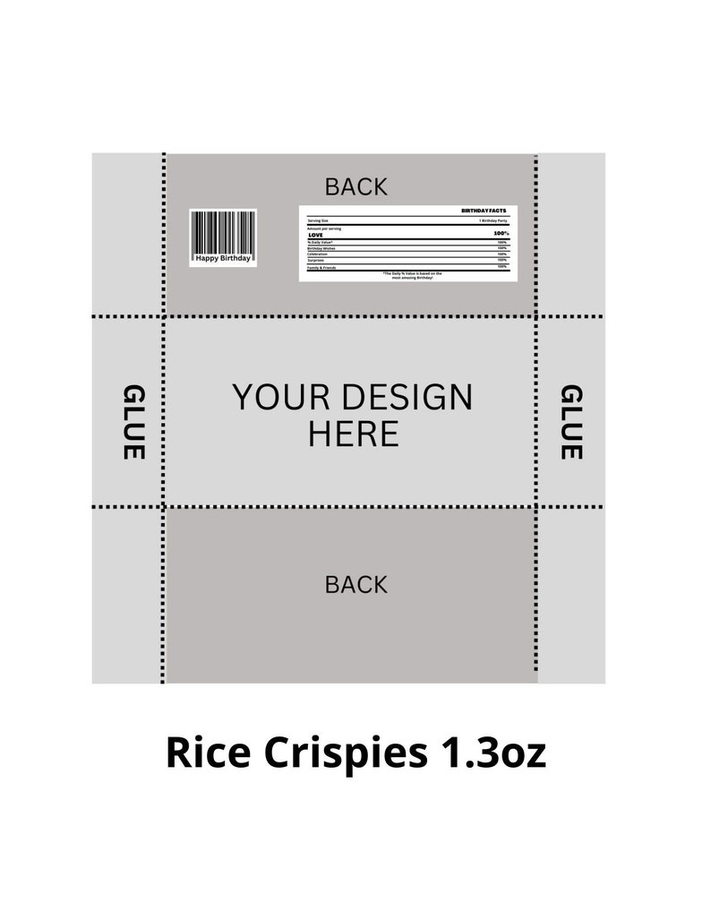 Rice Krispies Template, Blank Rice Krispies Template, Editable Rice Krispies Template, Rice Krispies Label, Krispies Treat Label. 1.3 oz image 3