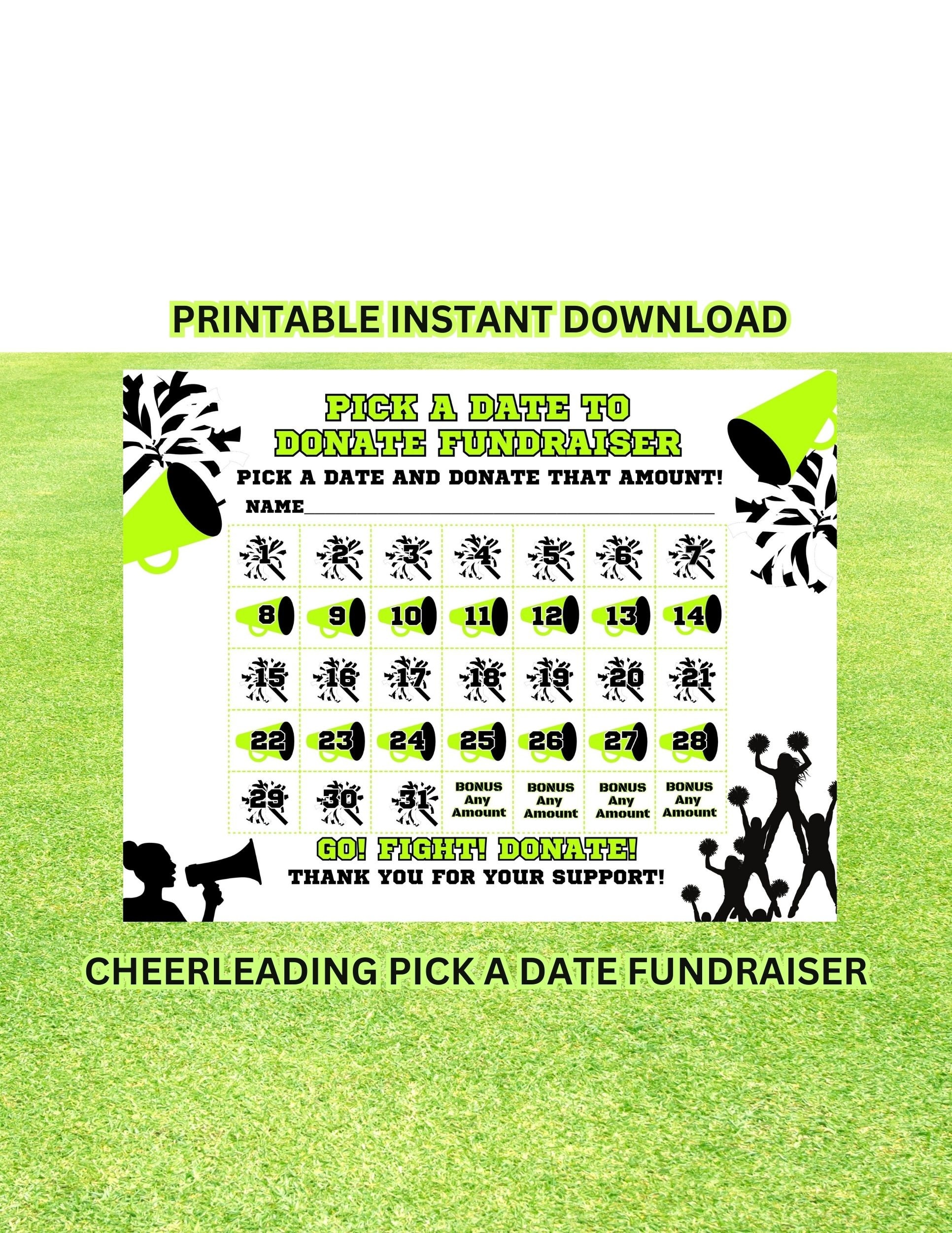 Cheerleading Calendar Fundraiser, Pick a Date to Donate Printable, Cheer  Fundraiser, Sport Calendar Fundraiser, Cheer Fundraiser Printable - Etsy