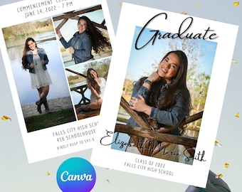 Modello modificabile per annuncio di laurea con foto, Canva (download digitale)