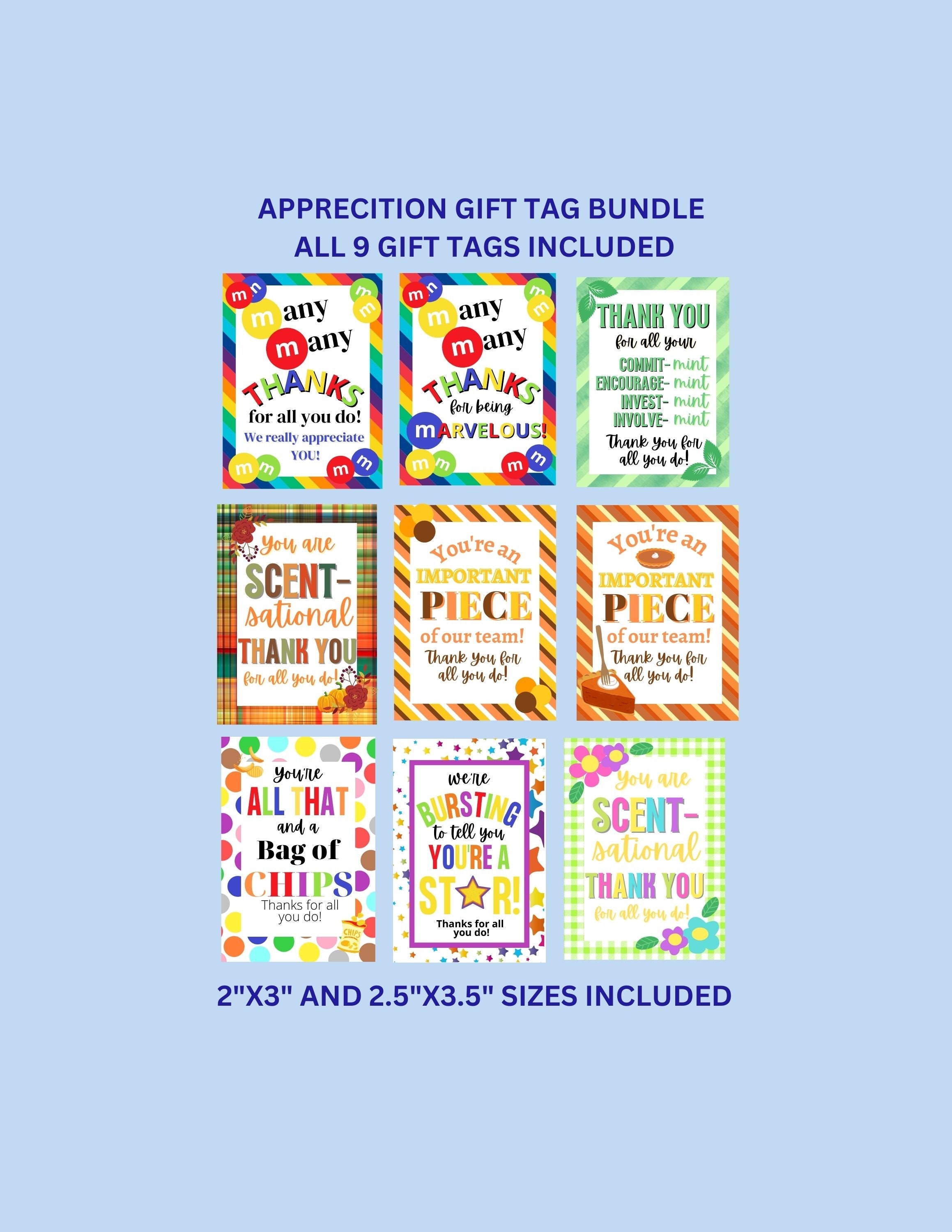 Printable Teacher Appreciation Gift Tag, Thank You Treat Tag, Nurse ...