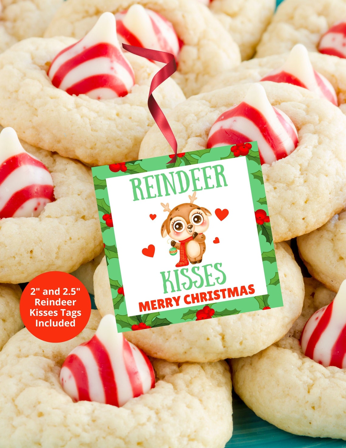 Christmas Gift Tags Printable Reindeer Tag Reindeer Kisses - Etsy