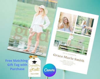 Modello modificabile per annuncio di laurea con foto, Canva (download digitale)