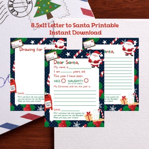 Letter To Santa Printable, Dear Santa Letter, Santa Claus Letter, Printable Letter To Santa, Christmas Wish List, Kids Letter To Santa