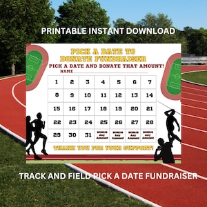 Track and Field Calendar Fundraiser, Pick a Date to Donate Printable, Track Fundraiser, Sport Calendar Fundraiser, Cross Country Fundraiser