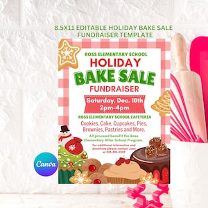 Christmas Bake Sale Flyer, Christmas Fundraiser Flyer, Editable Bake Sale Template, Bake Sale Flyer,  Church Bake Sale Flyer, Holiday Flyer