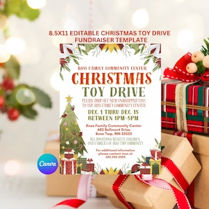 Christmas Toy Drive Flyer, Toy Drive Flyer, Editable Toy Drive Flyer Template, Christmas Fundraiser Flyer, Church Christmas Flyer, Toy Flyer
