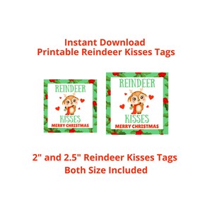 Christmas Gift Tags Printable, Reindeer Tag, Reindeer Kisses Tag ...