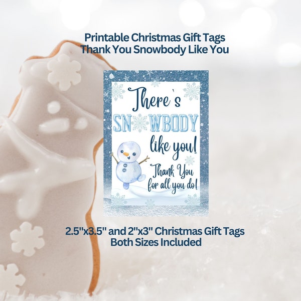 Christmas Gift Tag Printable, Snowman Tag, Snowman Gift Tag, Thanks Snowman Tag, Printable Appreciation Tag, Appreciation Tag, Teacher Tag