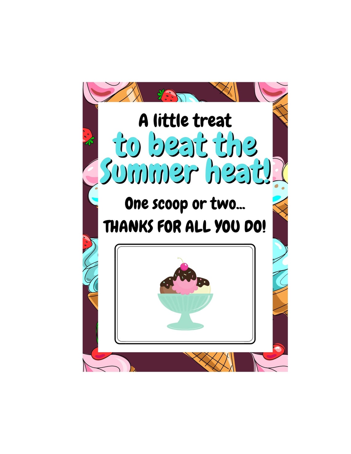 Ice Cream Gift Card Holder Teacher Gift Card Holder Etsy