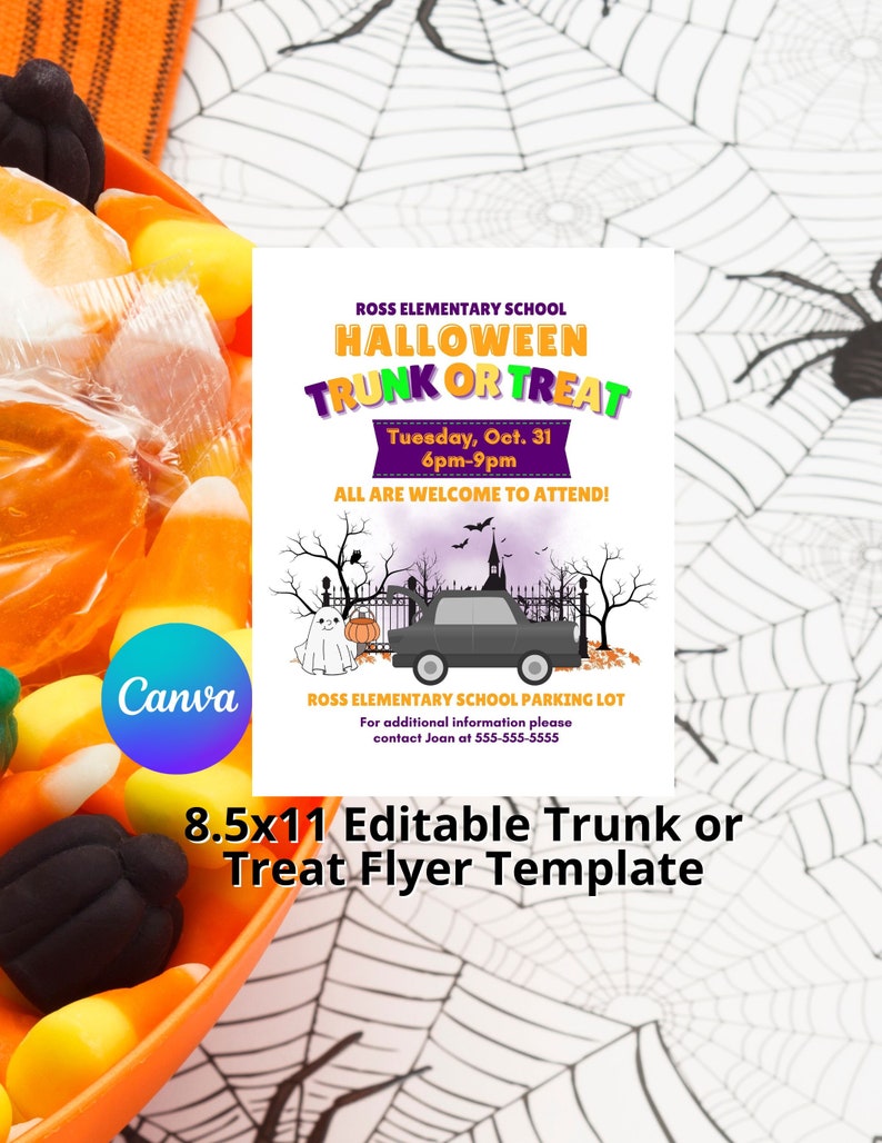 Editable Halloween Trunk or Treat Flyer Template (8.5x11) - Etsy
