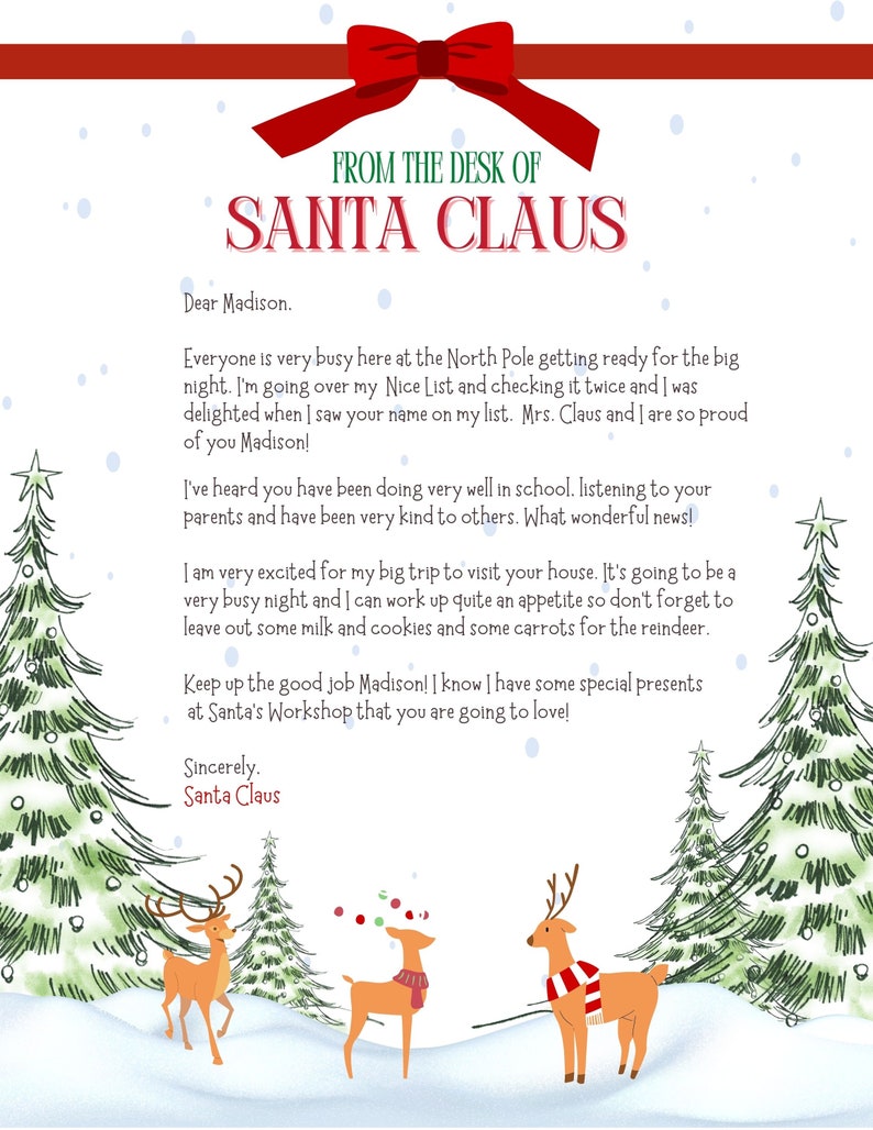 Editable Letter From Santa Letter From Santa Template Etsy Editable Letter From Santa Letter From Santa Template Etsy
