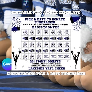 Editable Cheerleading Calendar Fundraiser, Pick a Date to Donate Printable, Cheer Fundraiser, Sport Calendar Fundraiser, Cheer Pick A Date