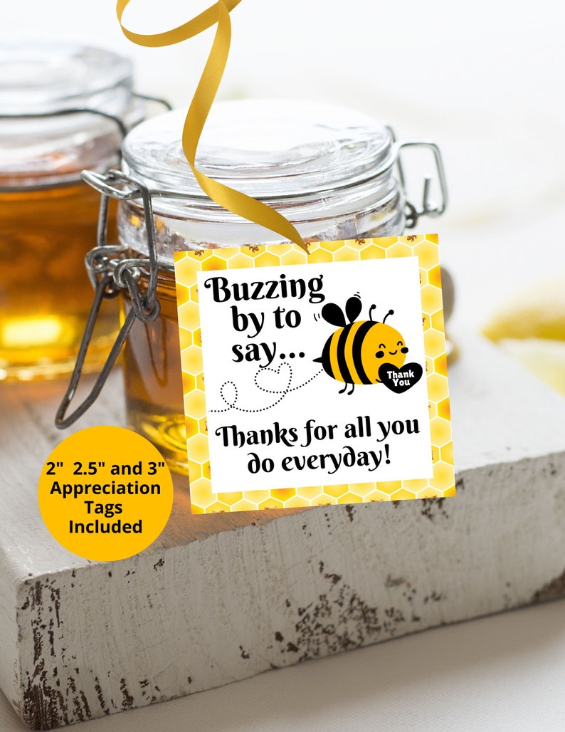 Printable Bee Appreciation Gift Tag, Teacher Thank You (PDF) - Etsy