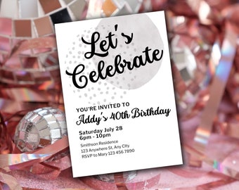 Let's Celebrate Invitation, Celebrate Invitation Template, Let's Celebrate Invite, Birthday Party Invitation, Editable Celebrate Invitation