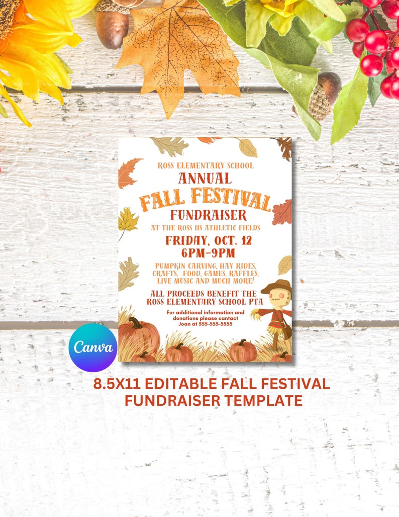 Fall Raffle Poster Editable Fall Festival Flyer Template, Church Fundraiser Flyer, Harvest ...