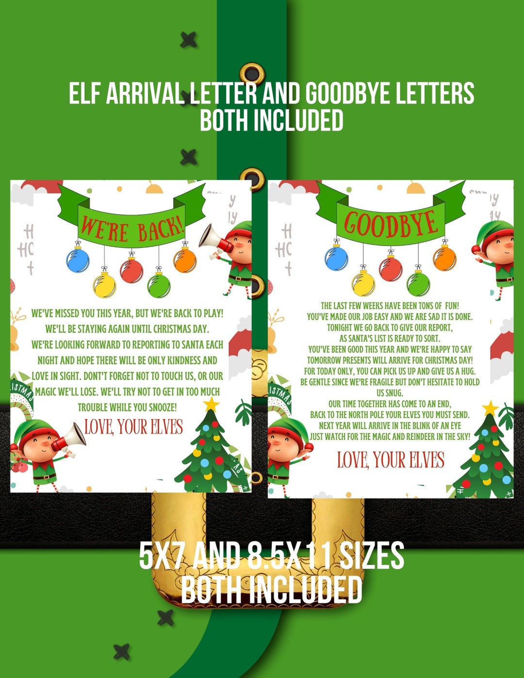 Elf Arrival Letter, Elf Goodbye Letter, Elf Letter, Printable
