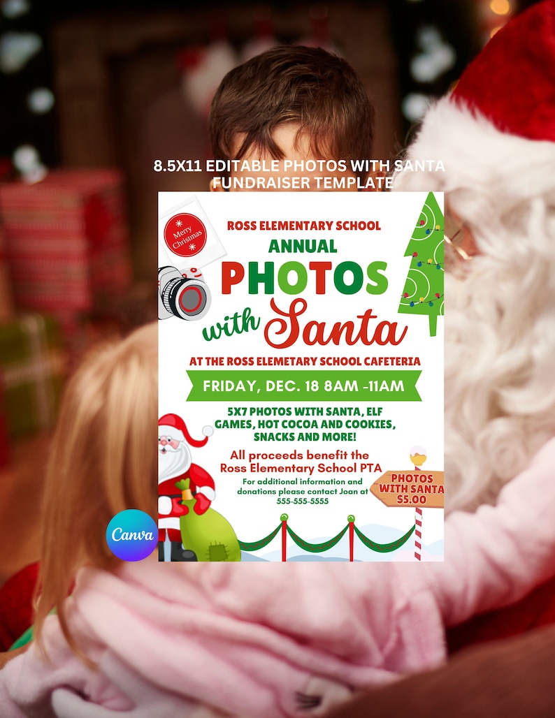 Editable Photos With Santa Flyer, Christmas Fundraiser (8.5x11) Canva ...