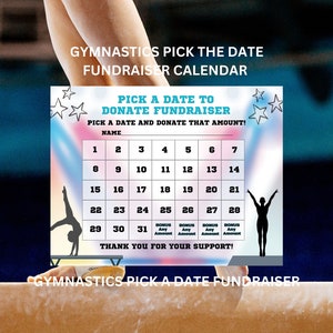 Gymnastics Calendar Fundraiser, Pick a Date to Donate Printable, Gymnastics Fundraiser, Sport Calendar Fundraiser, Gymnastics Pick A Date