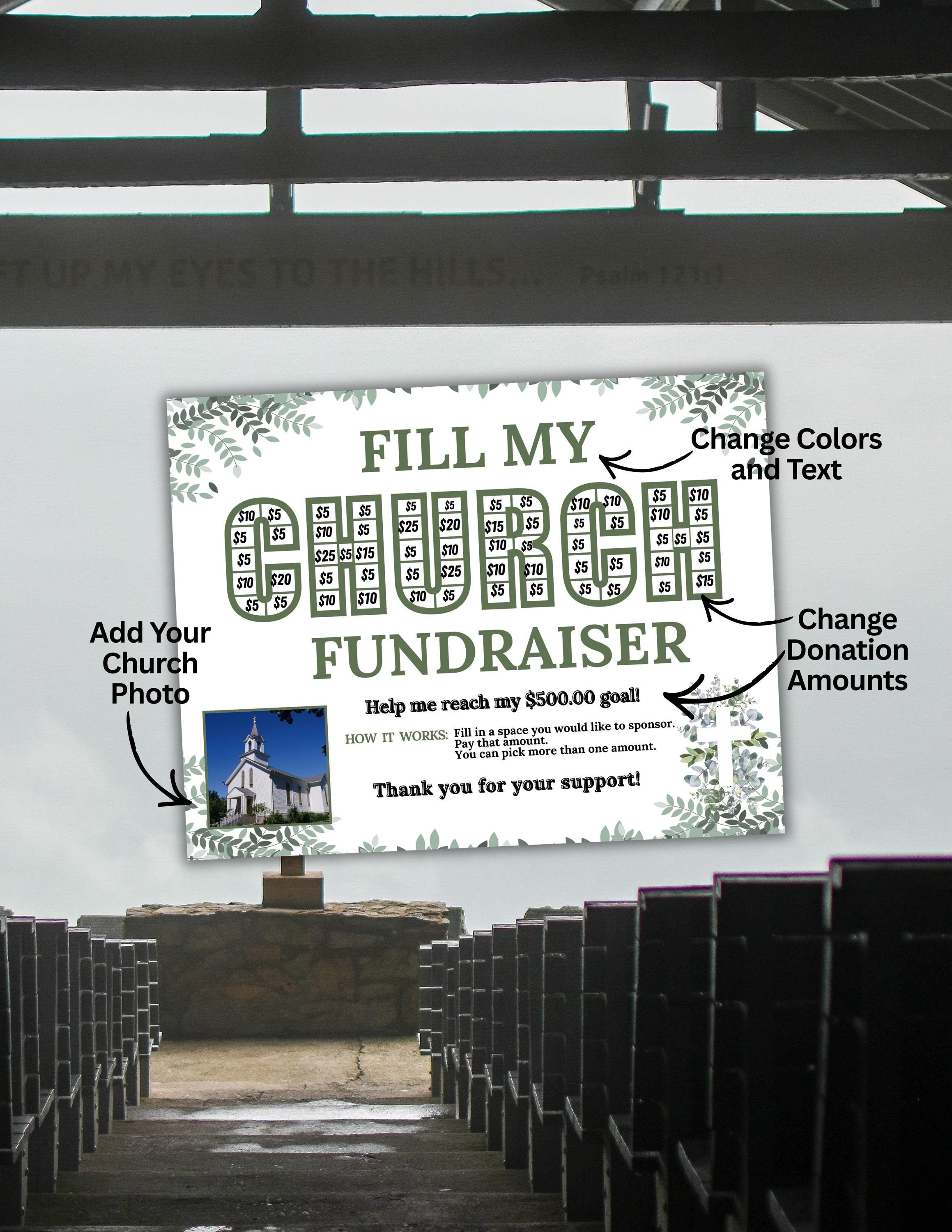 Church Raffle Graphics Editable Fill My Church Fundraiser, Ministry Donation Template, Church ...