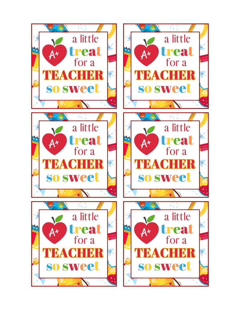 Teacher Appreciation Gift Tag, Printable End of School Year Tag (PDF ...
