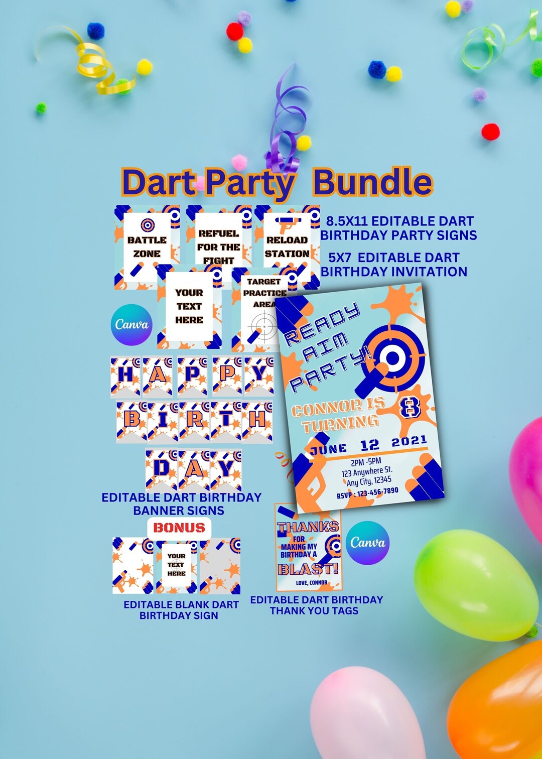 Dart Party Invitation, Dart Party Invitation Template, Dart Party