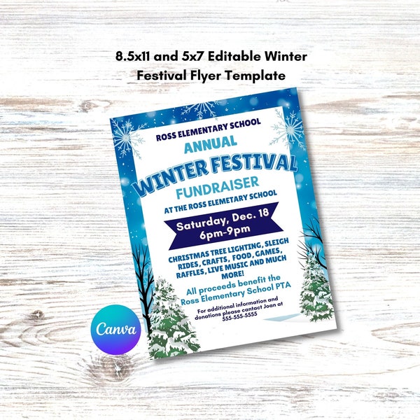 Winter Festival Flyer, Holiday Market Flyer, Editable Winter Festival Flyer Template, Fundraiser Flyer,  Church Flyer, Christmas Flyer