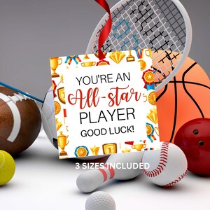 Sport-Tag, Viel Glück Tag, Sport Snack-Tag, Sport Snack-Tag, druckbare Sport Tag, All-Star-Tag, All-Star-Player-Tag, du bist ein Allstar-Tag