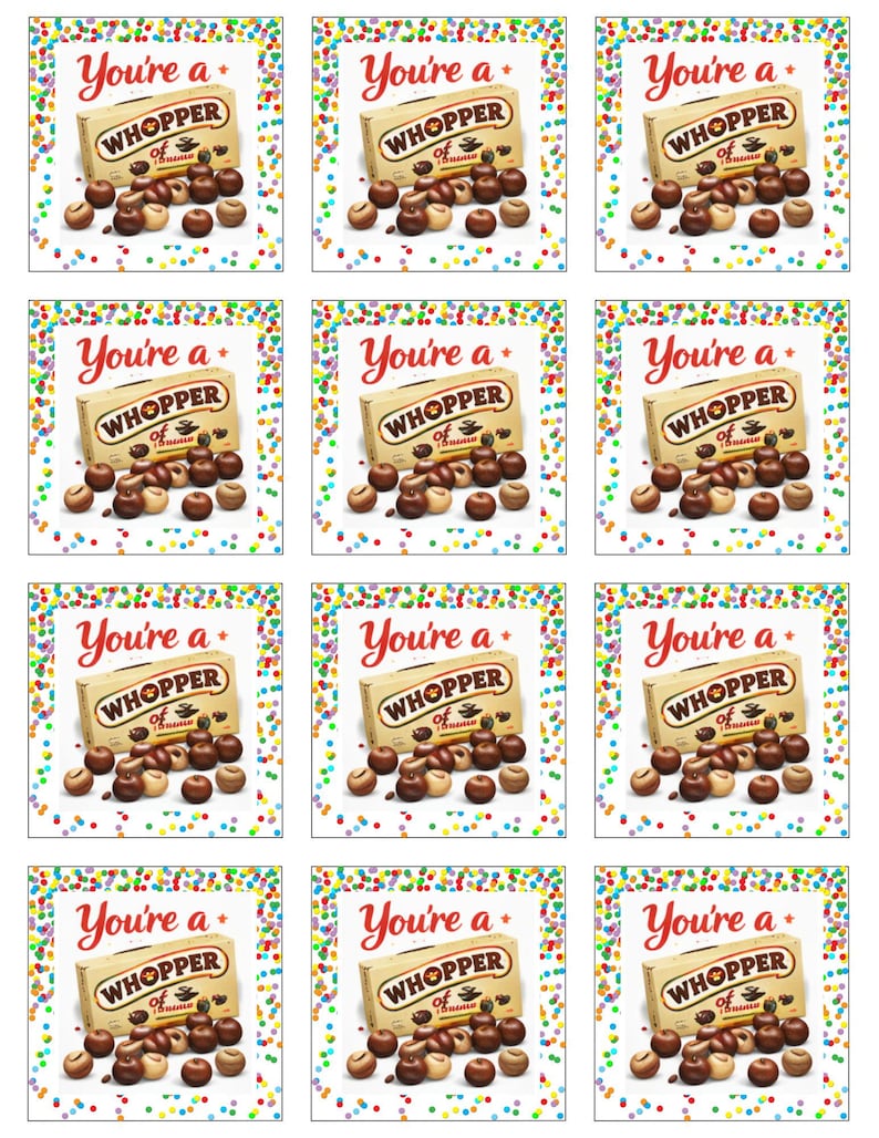 Whoppers Pattern Teacher Appreciation Tag, Candy Treat Tag, Employee Recogintion (PDF ...