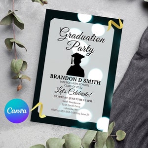 Graduation Party Invitation, Graduation Invitation Template, Editable Graduation Canva Template, Graduation Party Invitation Template