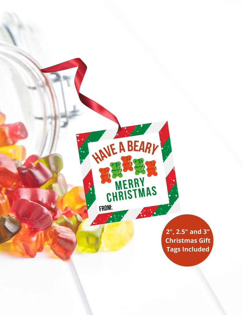 Christmas Gift Tags Printable Printable Gummy Bear Tag Etsy