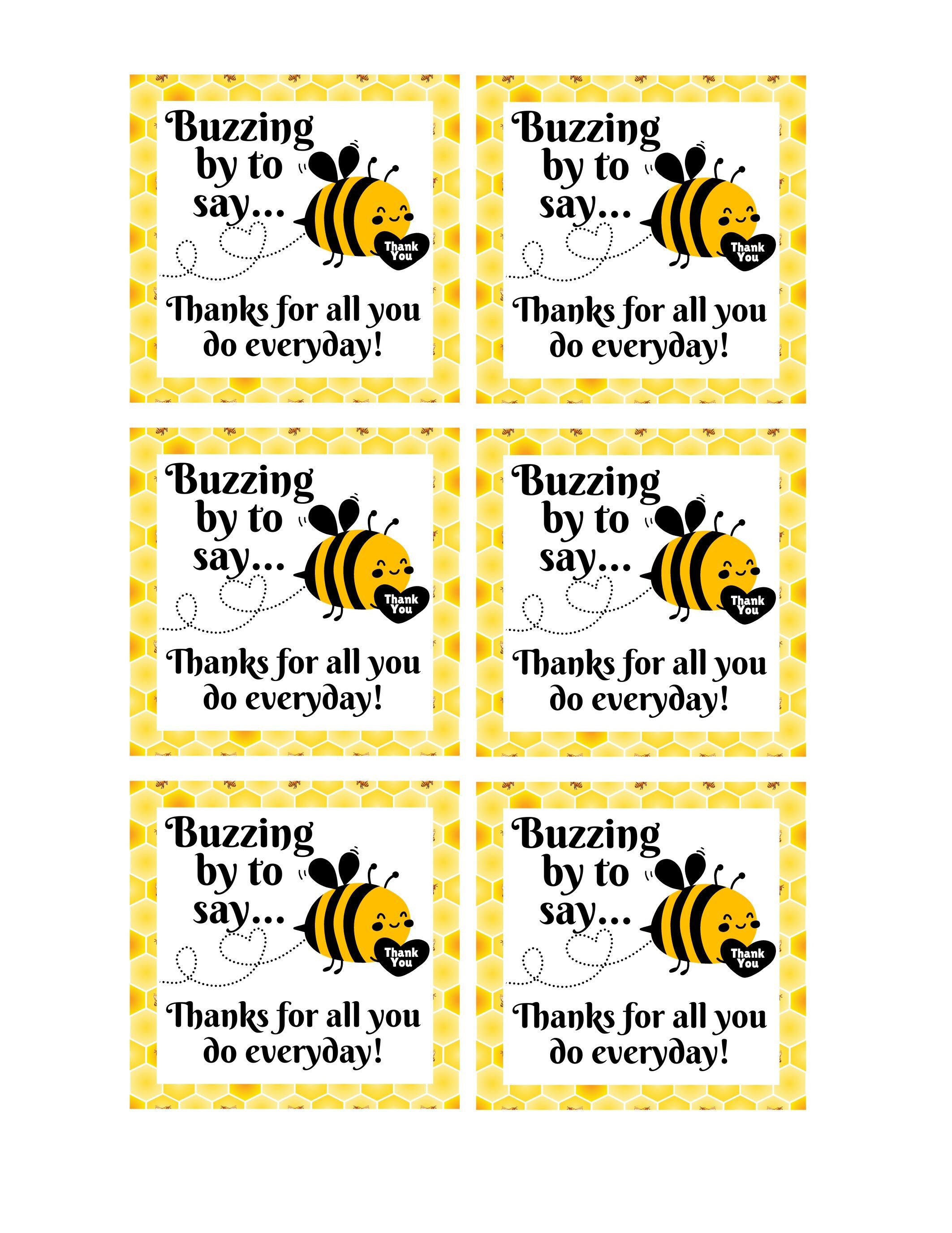 Printable Bee Appreciation Gift Tag, Teacher Thank You (PDF) - Etsy