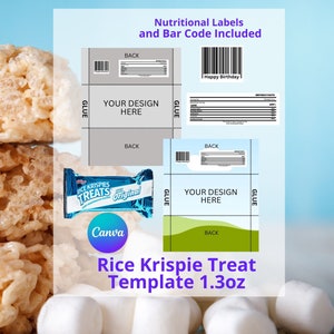 Rice Krispies Template, Blank Rice Krispies Template, Editable Rice Krispies Template, Rice Krispies Label, Krispies Treat Label. 1.3 oz