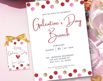 Editable Galentine's Day Brunch Invitation Template (Digital Download)
