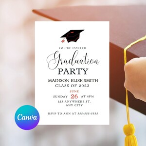 Graduation Invitation, Graduation Invitation Template, Editable Graduation Template, Graduation Party Invitation, Graduation Announcement